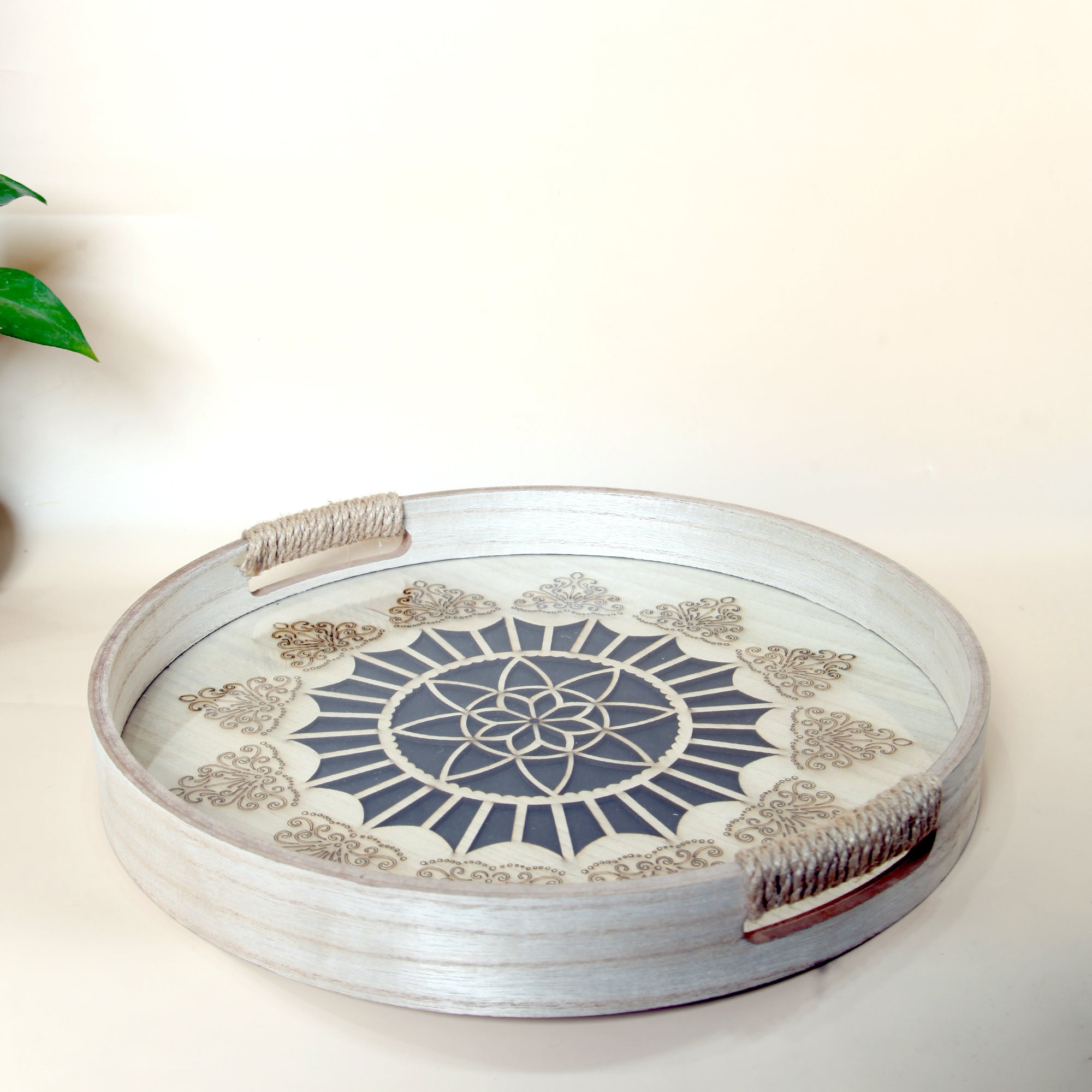 Wooden Decorative Serving Trays - Set Of 2