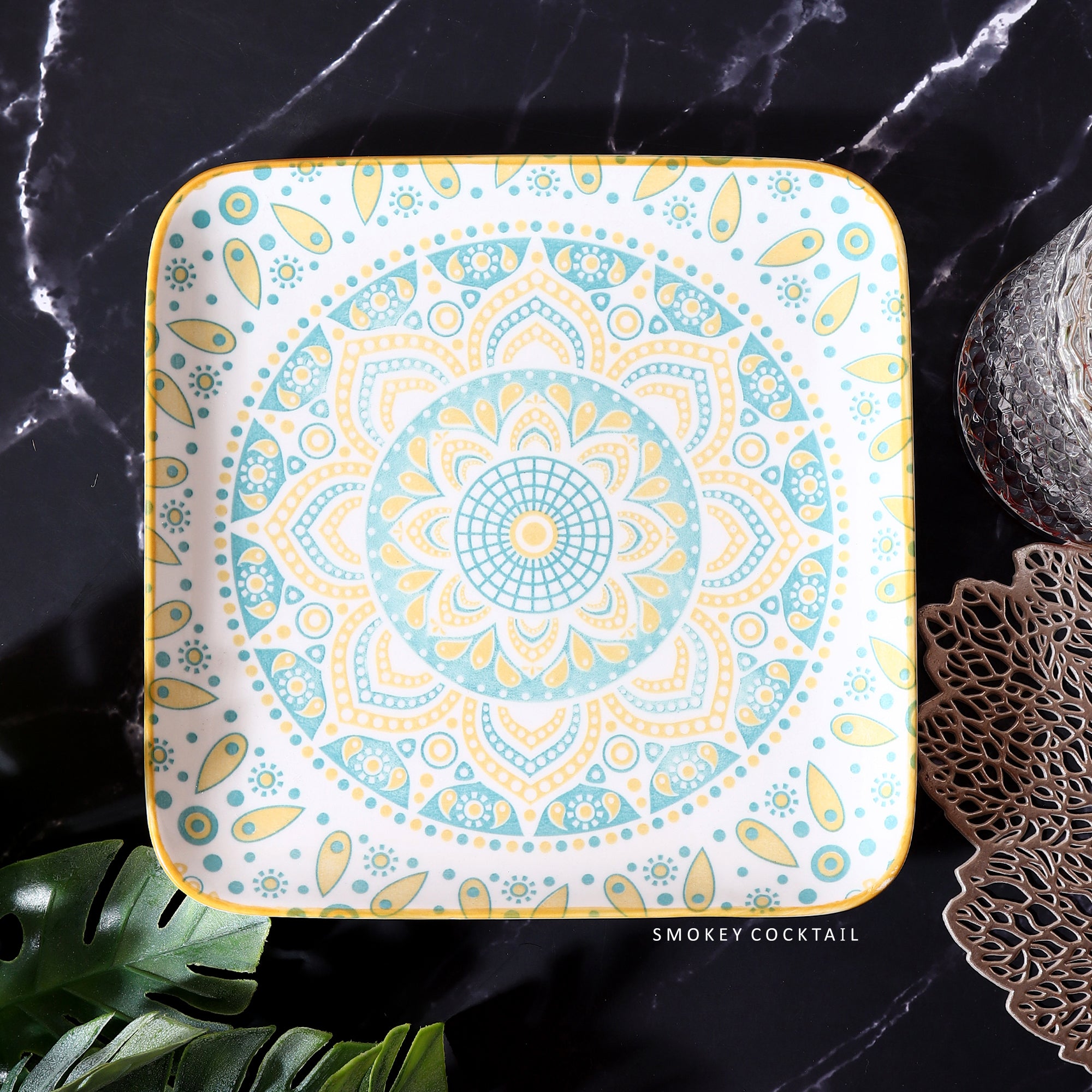 Square Serving Mandala Platter