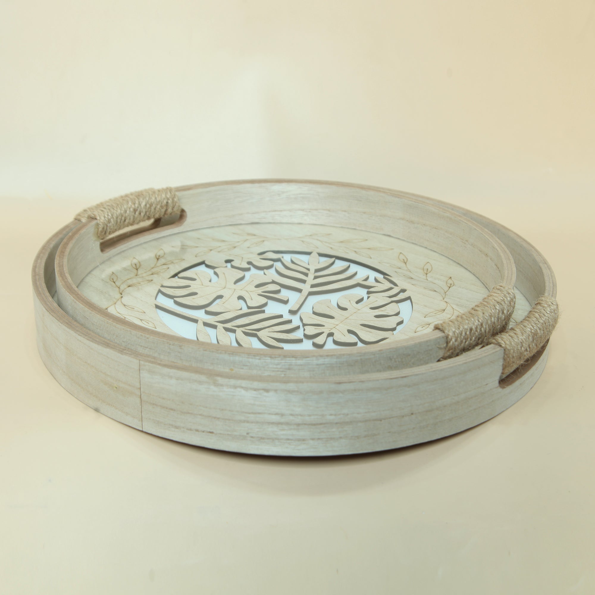 Wooden Decorative Serving Trays - Set Of 2