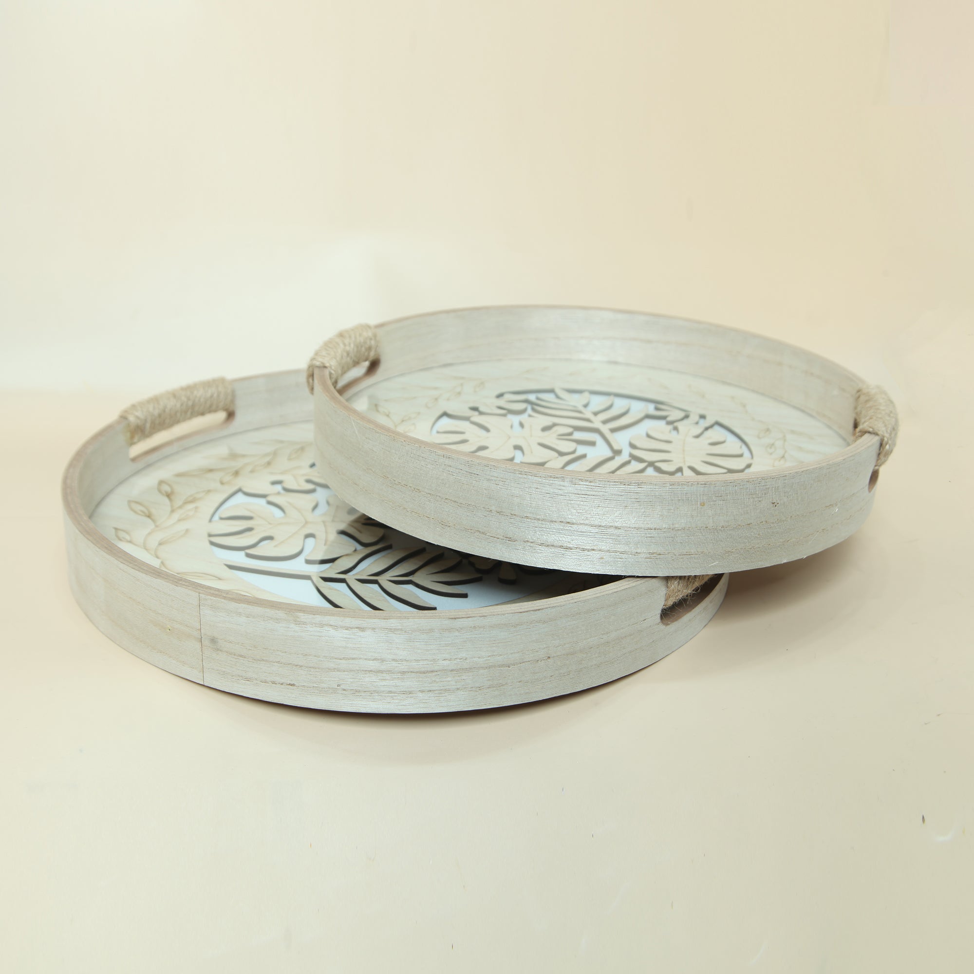Wooden Decorative Serving Trays - Set Of 2