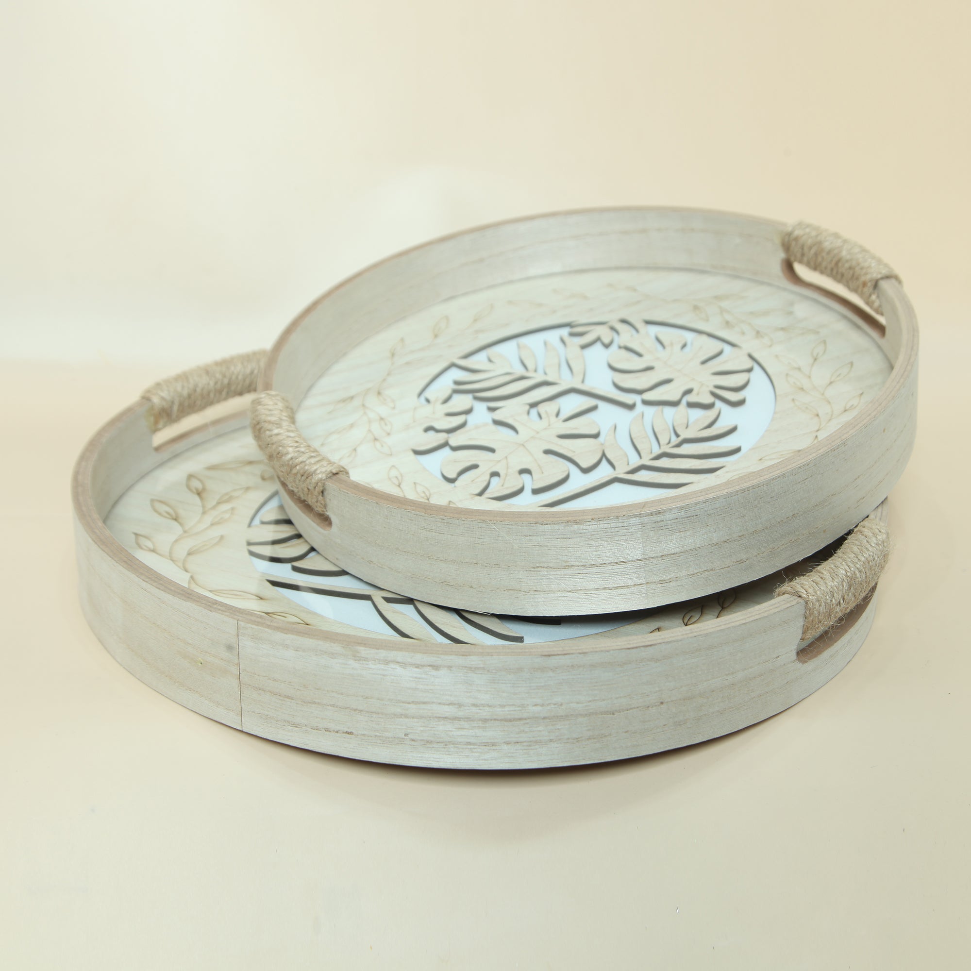 Wooden Decorative Serving Trays - Set Of 2