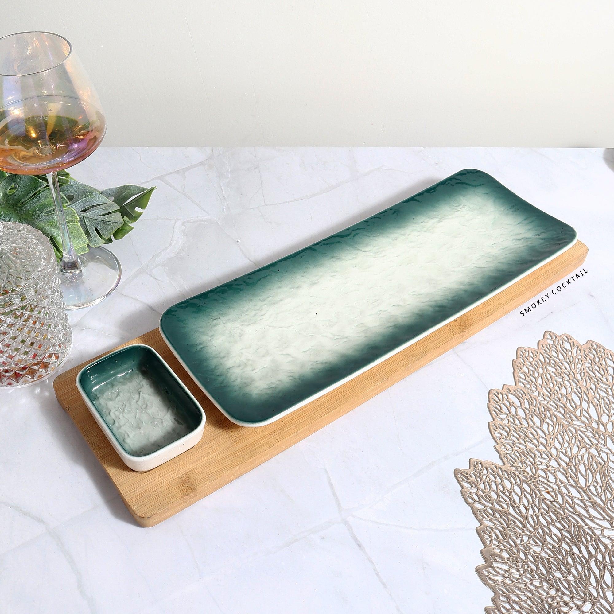 Ombre Serving Platters - Green - Smokey Cocktail