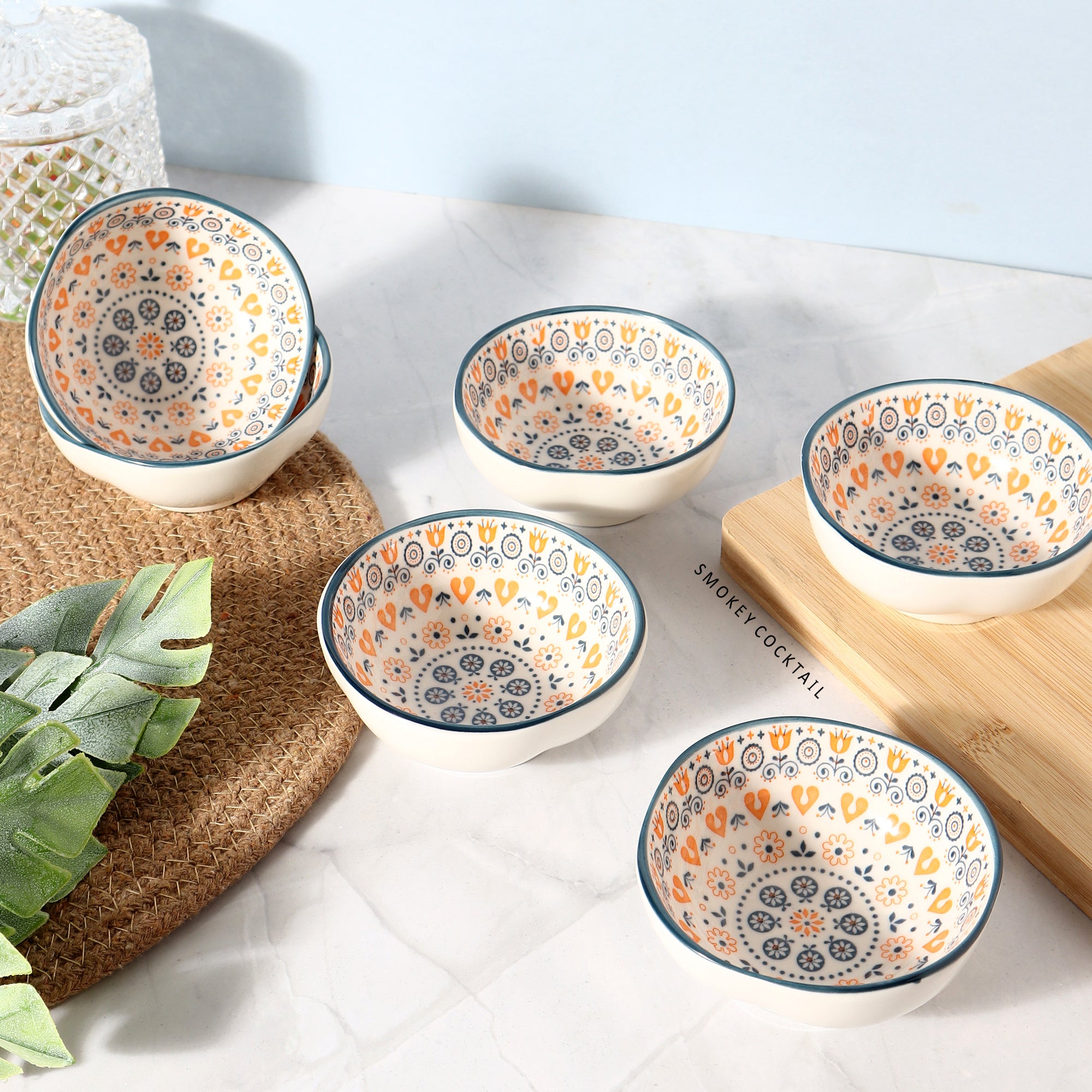 Ceramic Mandala Bowls - Set of 6 (100 ml)