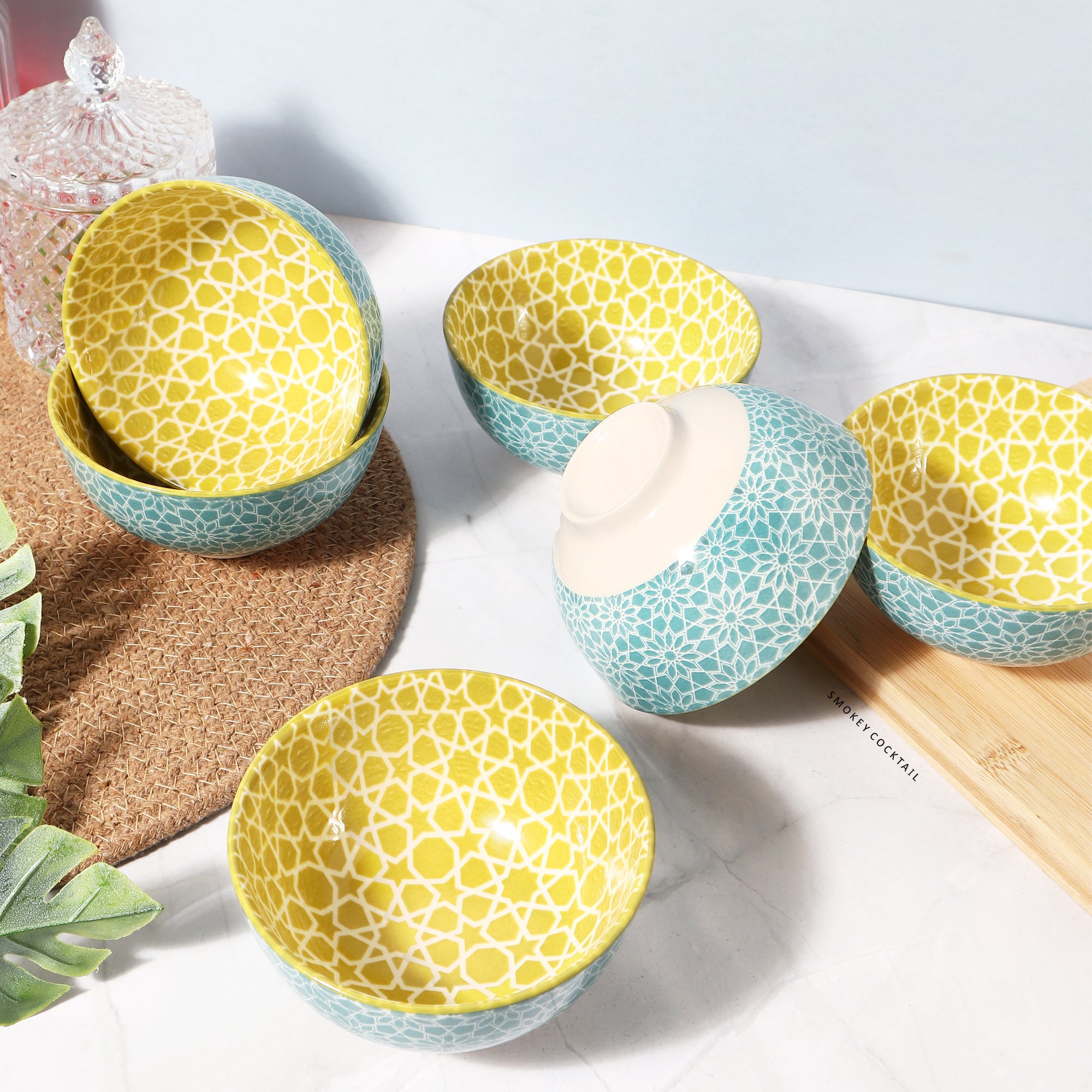 Ceramic Serving Mandala Bowl - Set Of 6 - 250 Ml