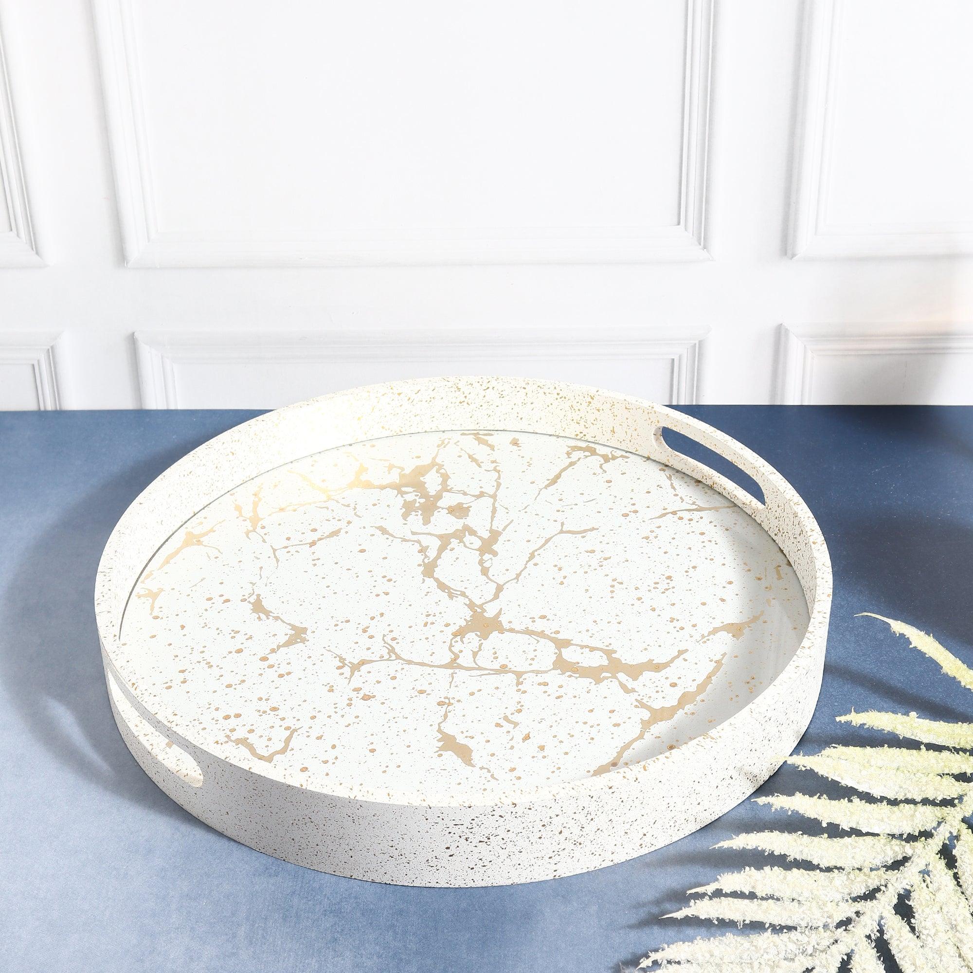 Round Marble Look Luxury Serving Tray