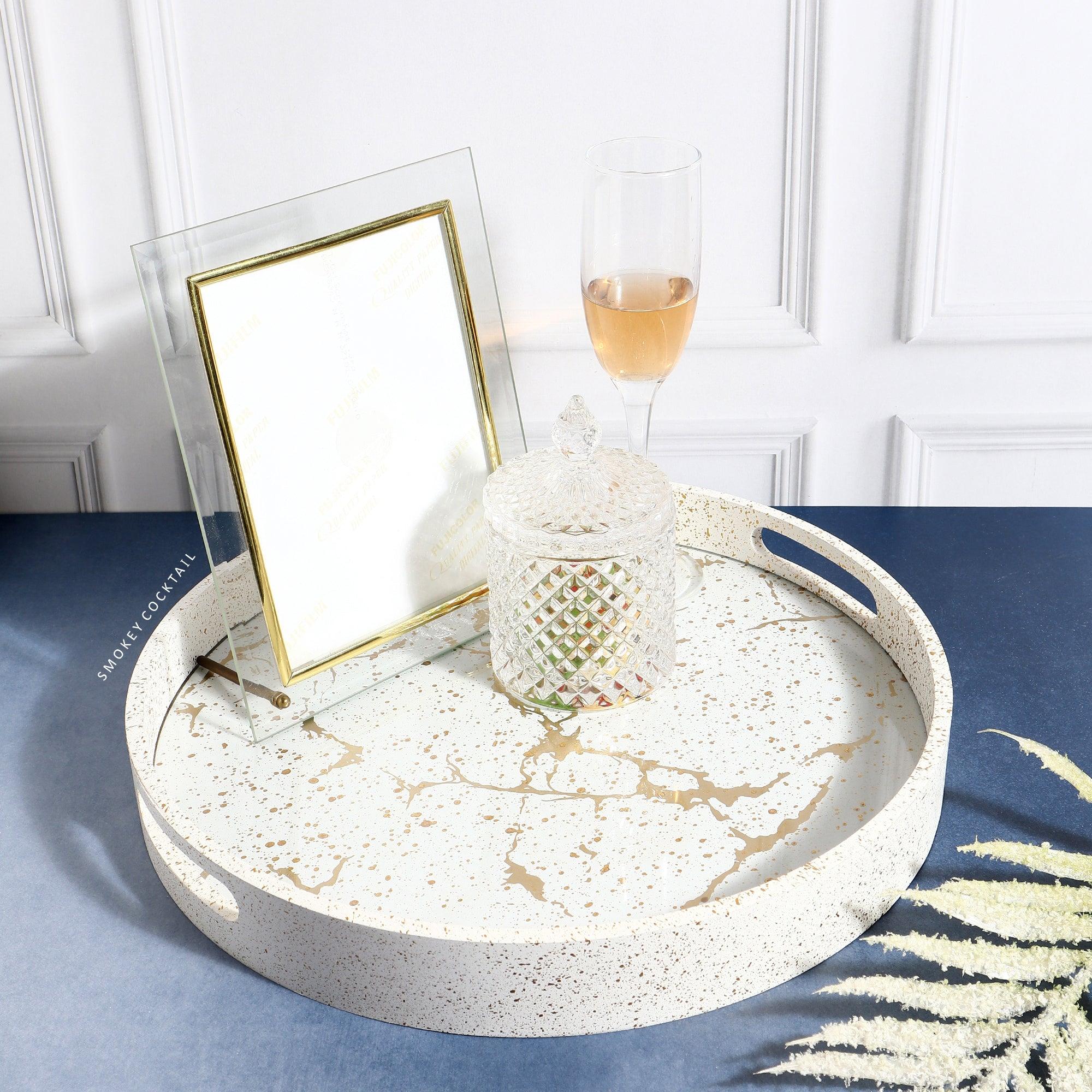 Round Marble Look Luxury Serving Tray