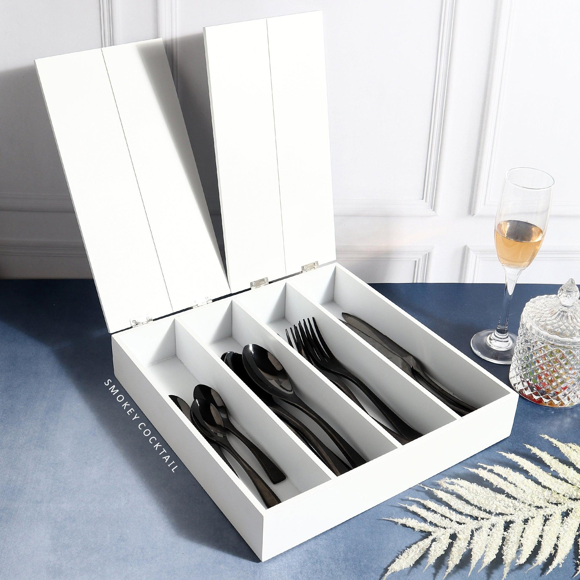 Wooden Cutlery Storage Box - Smokey Cocktail