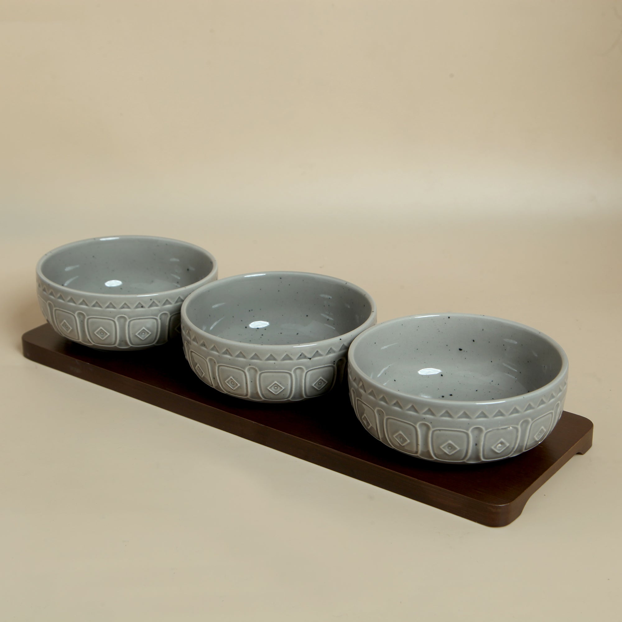 Triple Bowl Wooden Plater