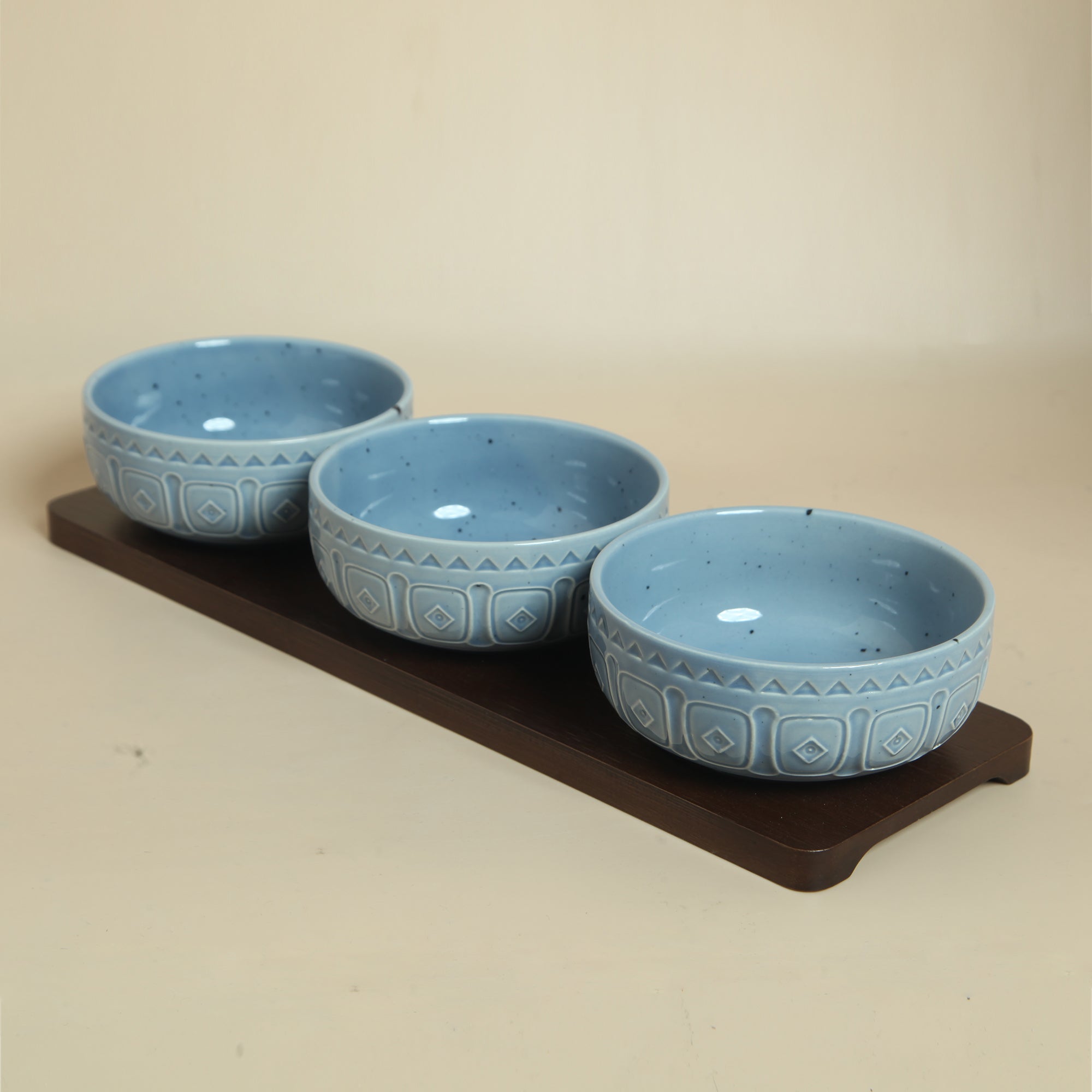 Triple Bowl Wooden Plater