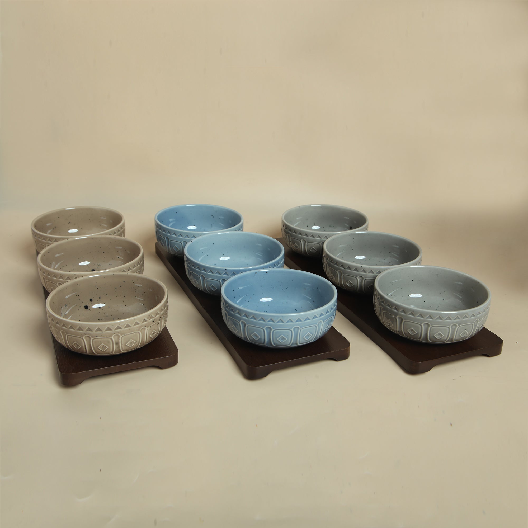 Triple Bowl Wooden Plater