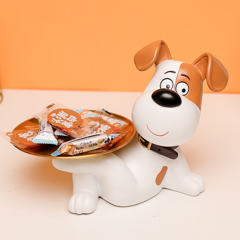 Funky Pet Dog With Tray Sculpture
