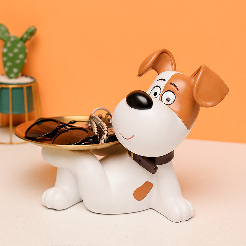 Funky Pet Dog With Tray Sculpture