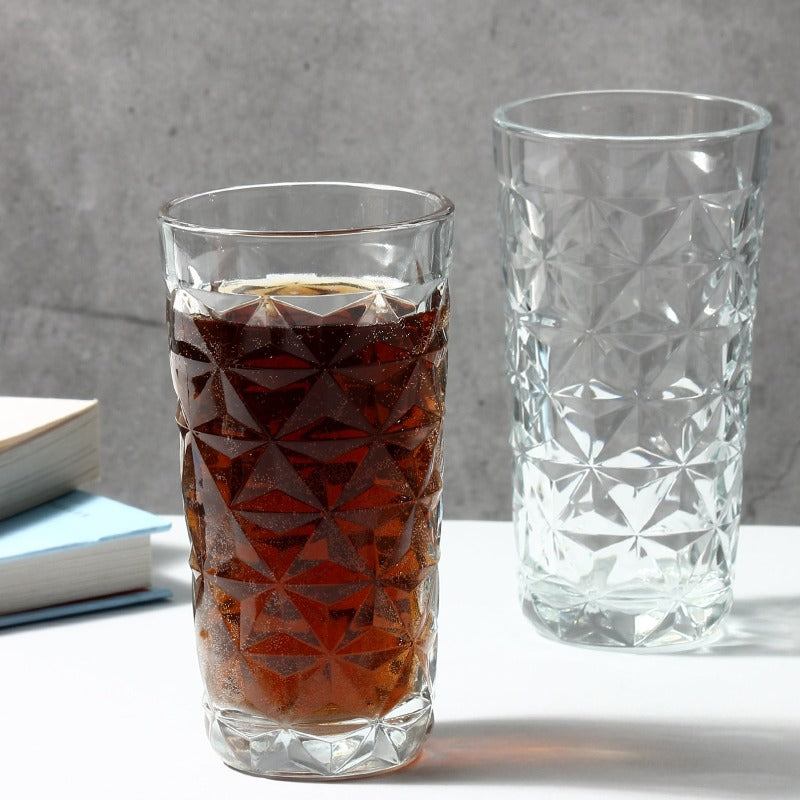 GEOMETRIC TALL CRYSTAL GLASS-SET OF 6