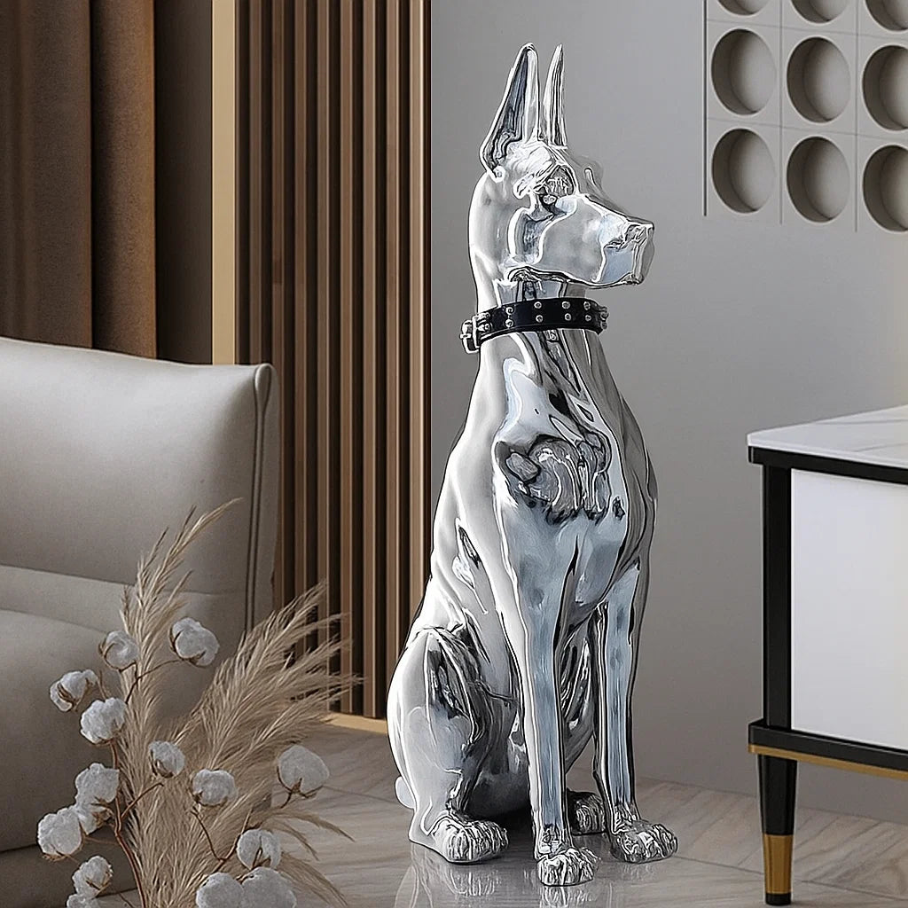 Silver Doberman Guard Decor