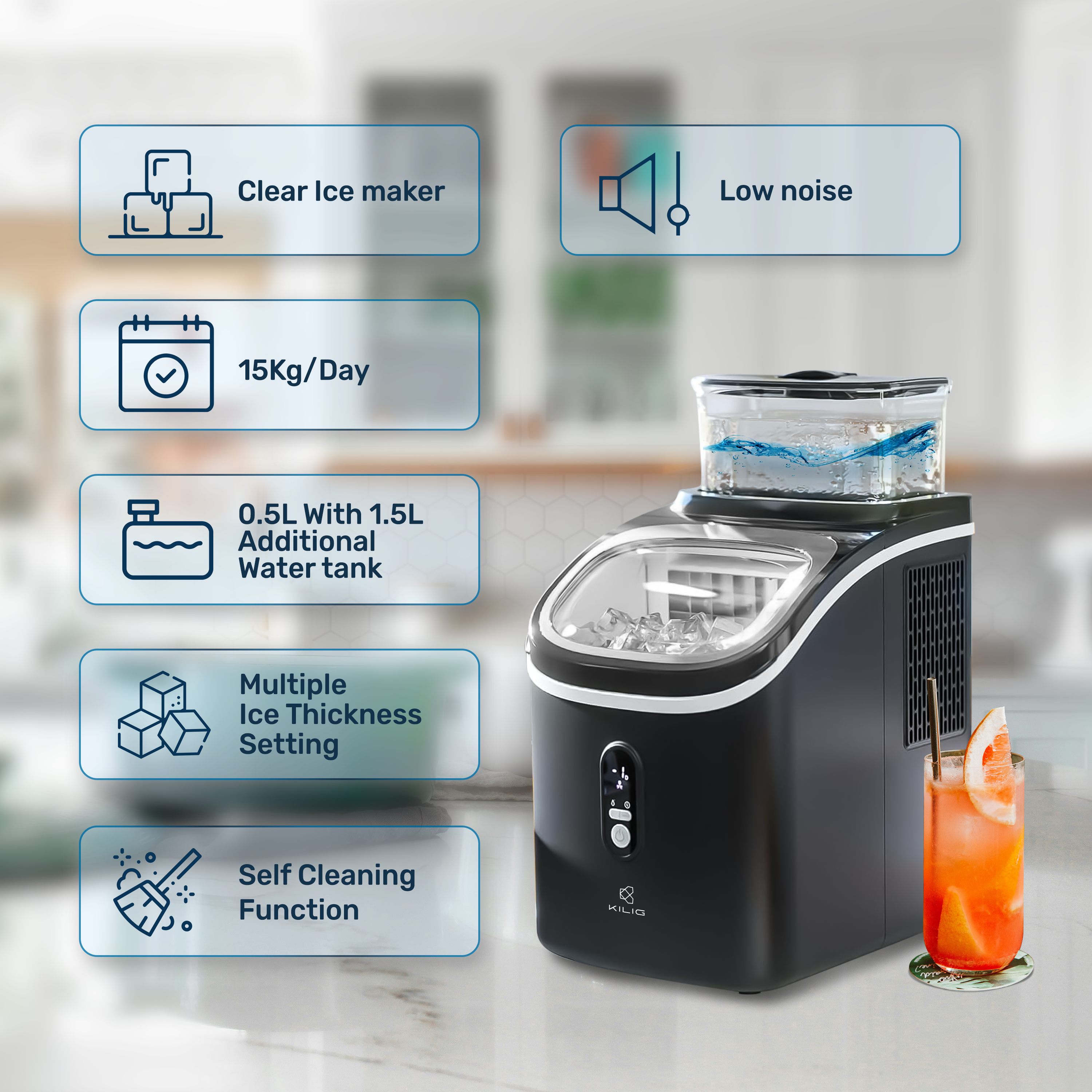 S01M Countertop Ice Maker Machine, Black