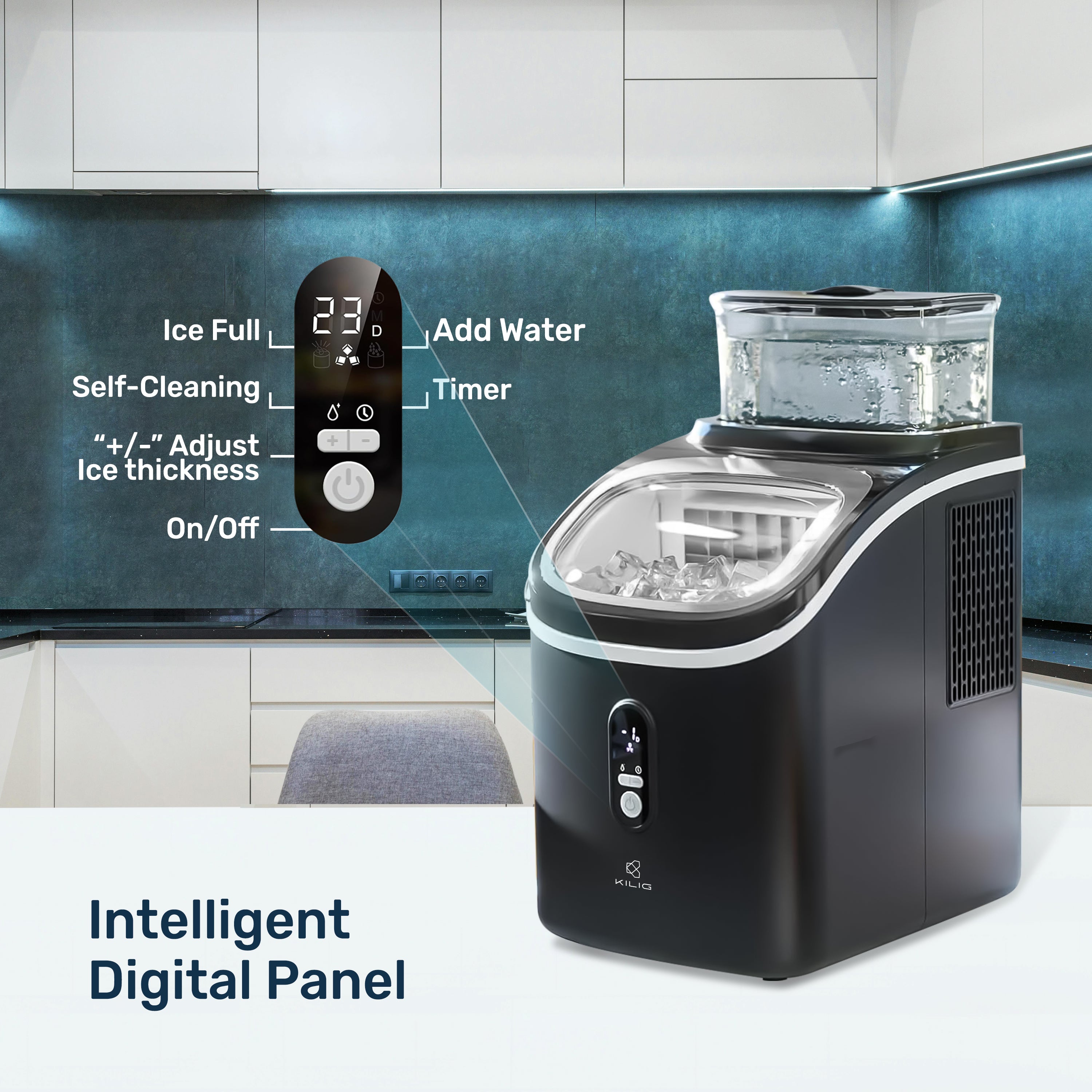 S01M Countertop Ice Maker Machine, Black