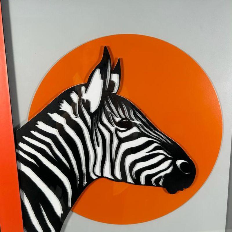 ZEBRA WALL ART WITH FRAME HAND MADE Smokey Cocktail