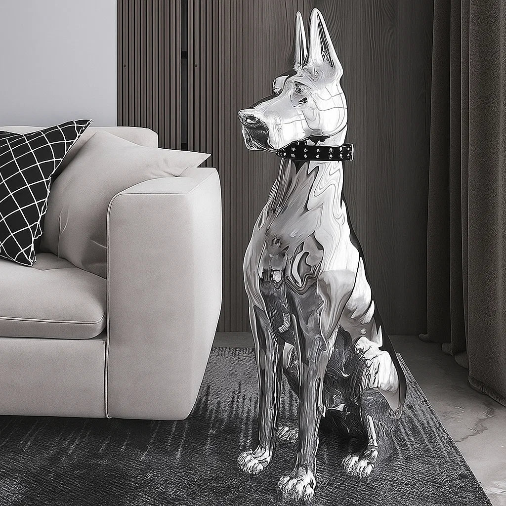 Silver Doberman Guard Decor