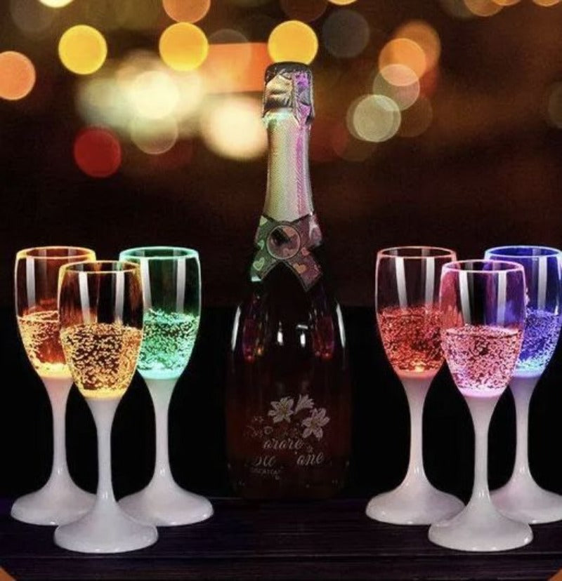 Reusable LED Acrylic Champagne Glass - Set of 6