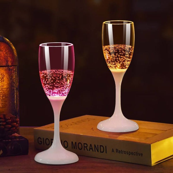 Reusable LED Acrylic Champagne Glass - Set of 6