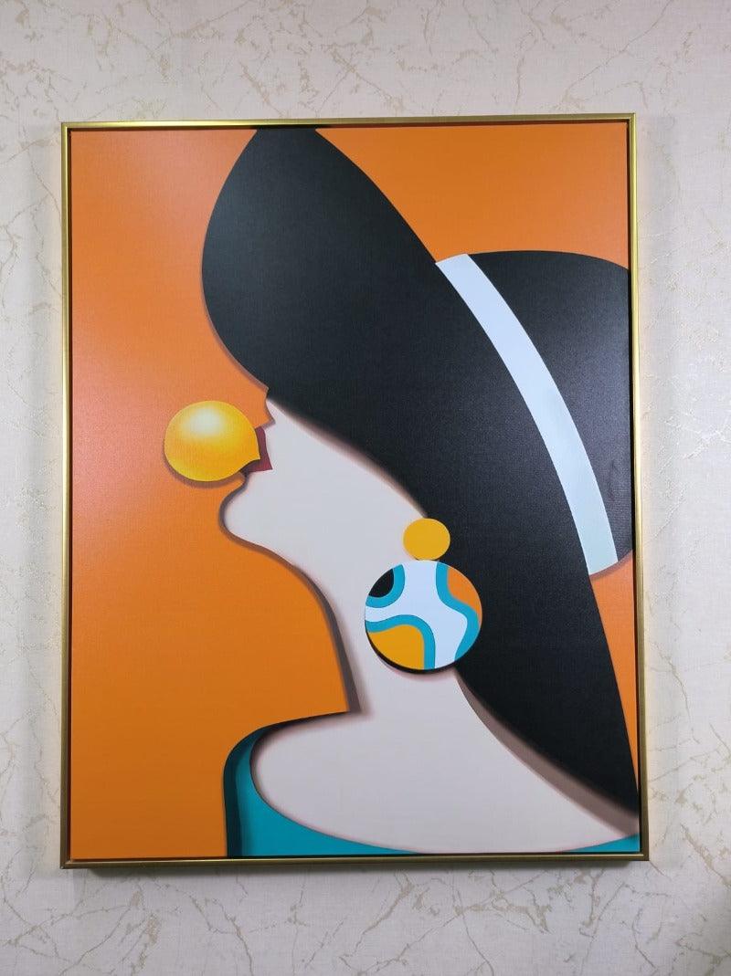 GIRL IN A HAT WALL PAINTING - Smokey Cocktail