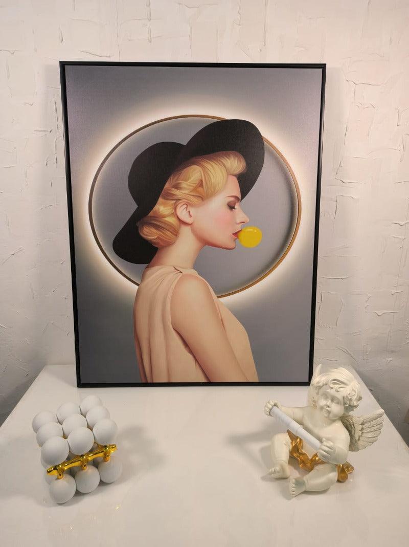 BLONDE BLOWING WALL PAINTING