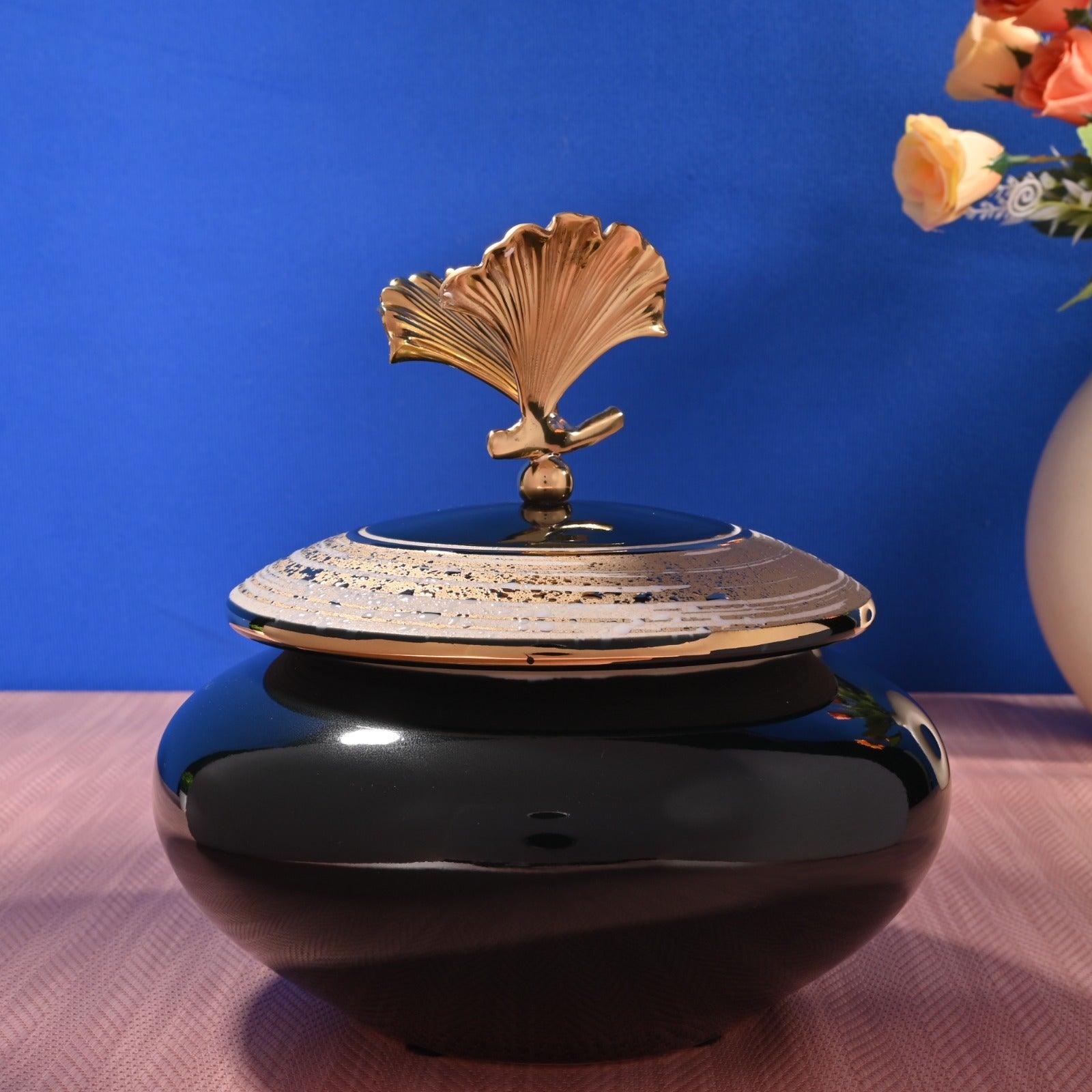 ROYAL PORCELAIN JAR WITH METAL TRIM - Smokey Cocktail