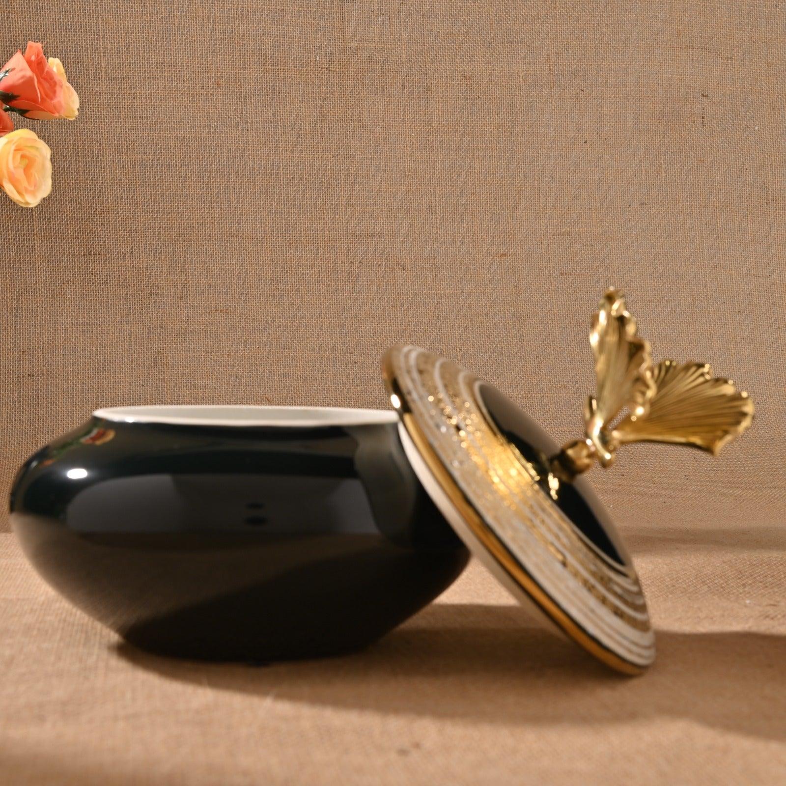 ROYAL PORCELAIN JAR WITH METAL TRIM - Smokey Cocktail