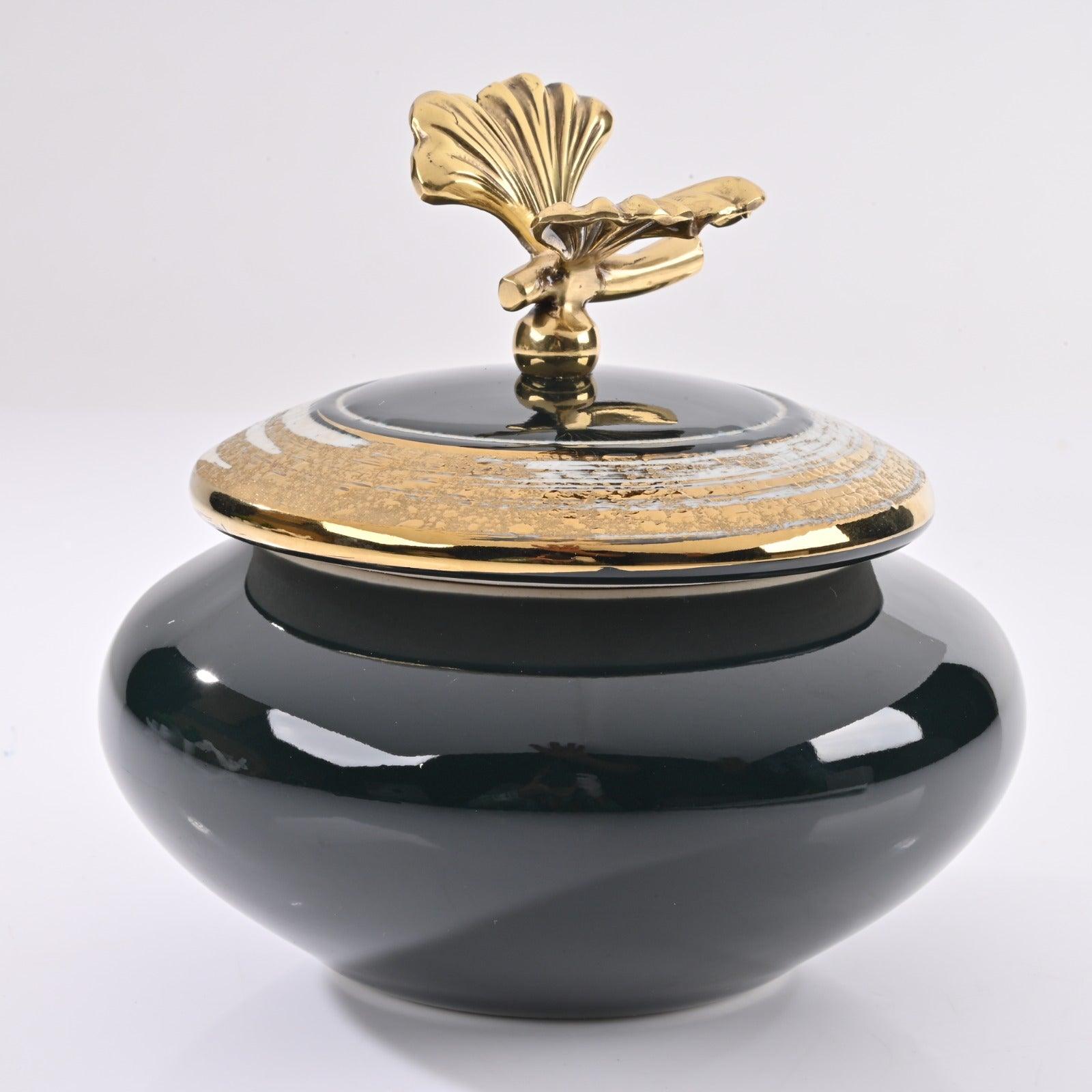 ROYAL PORCELAIN JAR WITH METAL TRIM - Smokey Cocktail