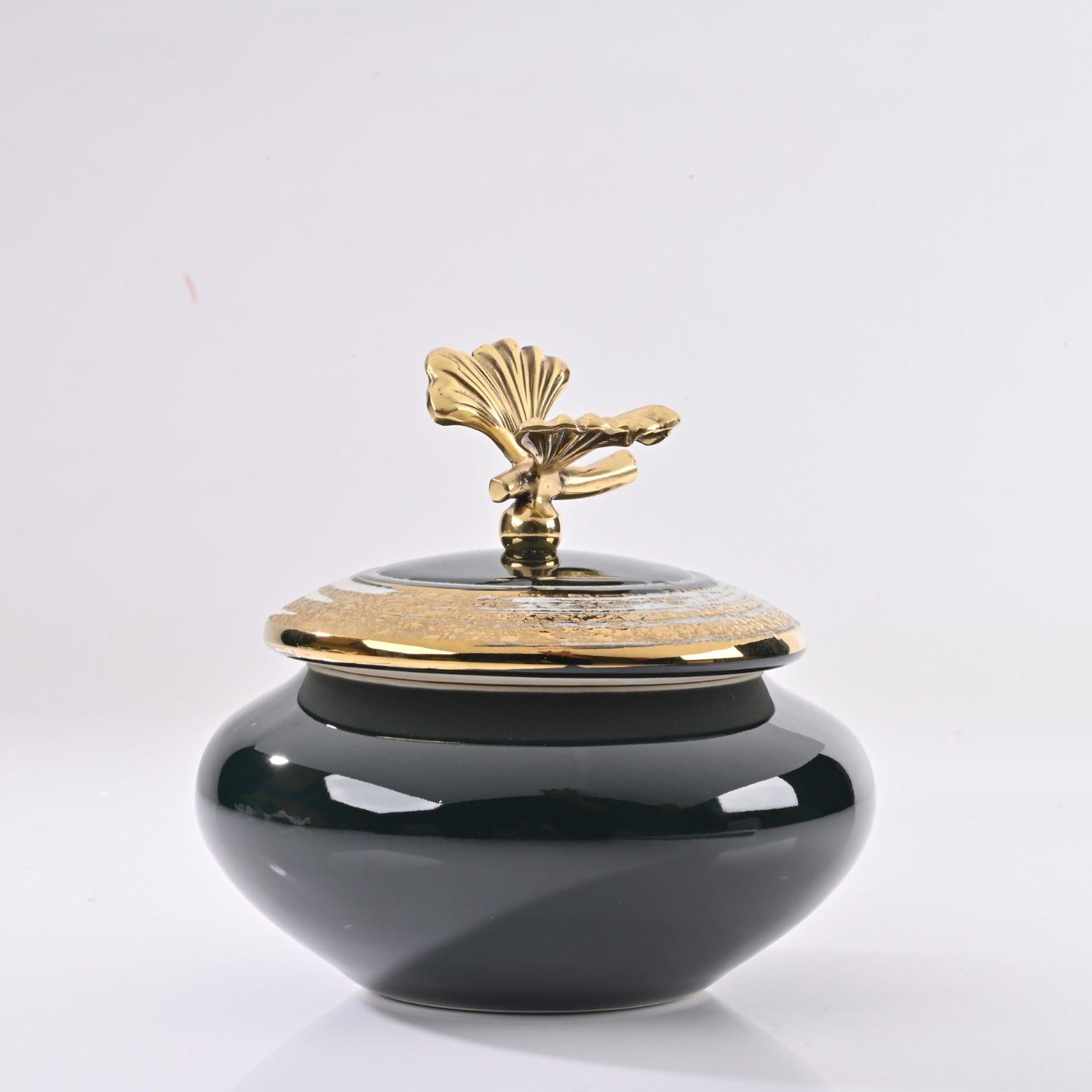 ROYAL PORCELAIN JAR WITH METAL TRIM - Smokey Cocktail