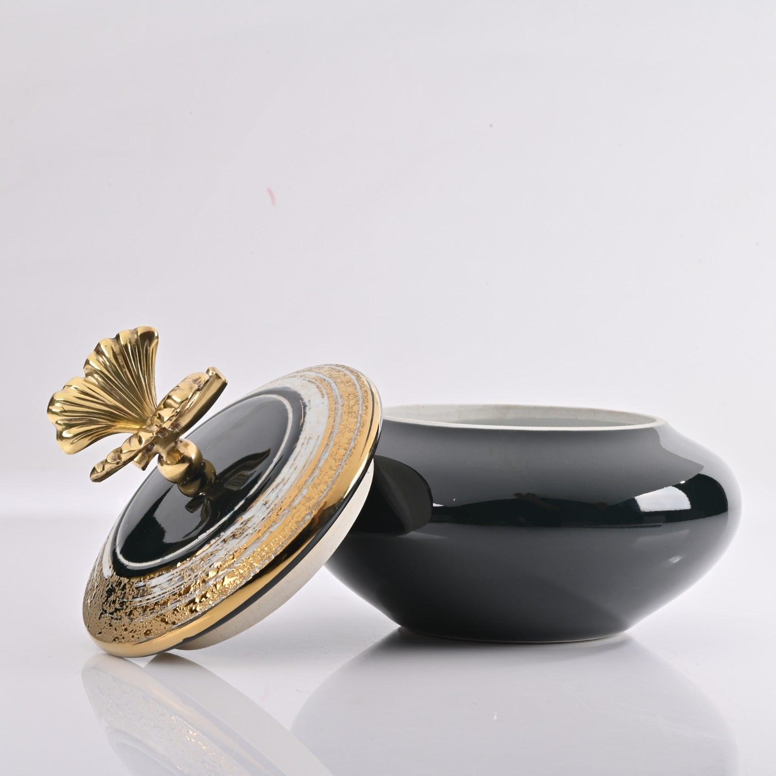 ROYAL PORCELAIN JAR WITH METAL TRIM - Smokey Cocktail