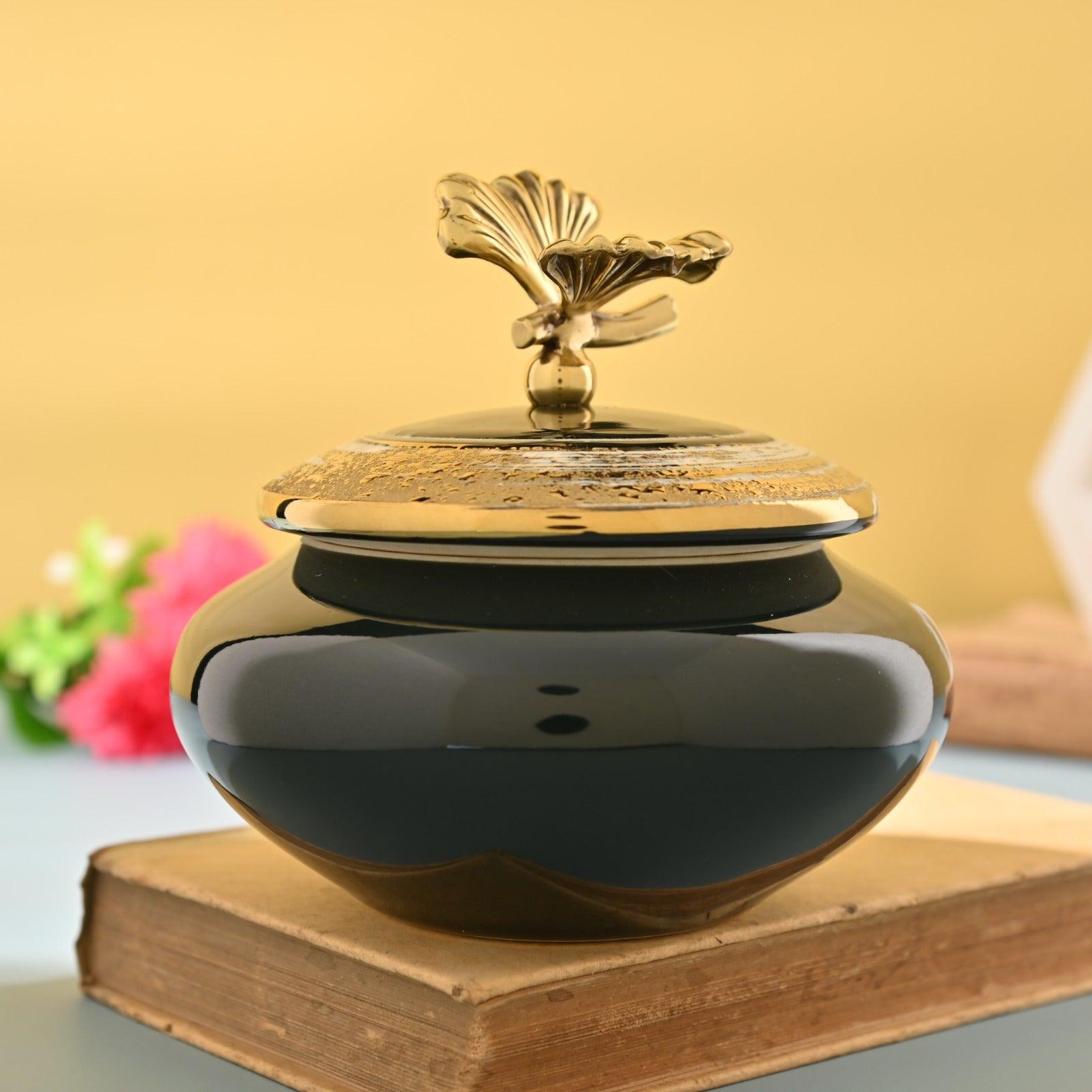 ROYAL PORCELAIN JAR WITH METAL TRIM - Smokey Cocktail