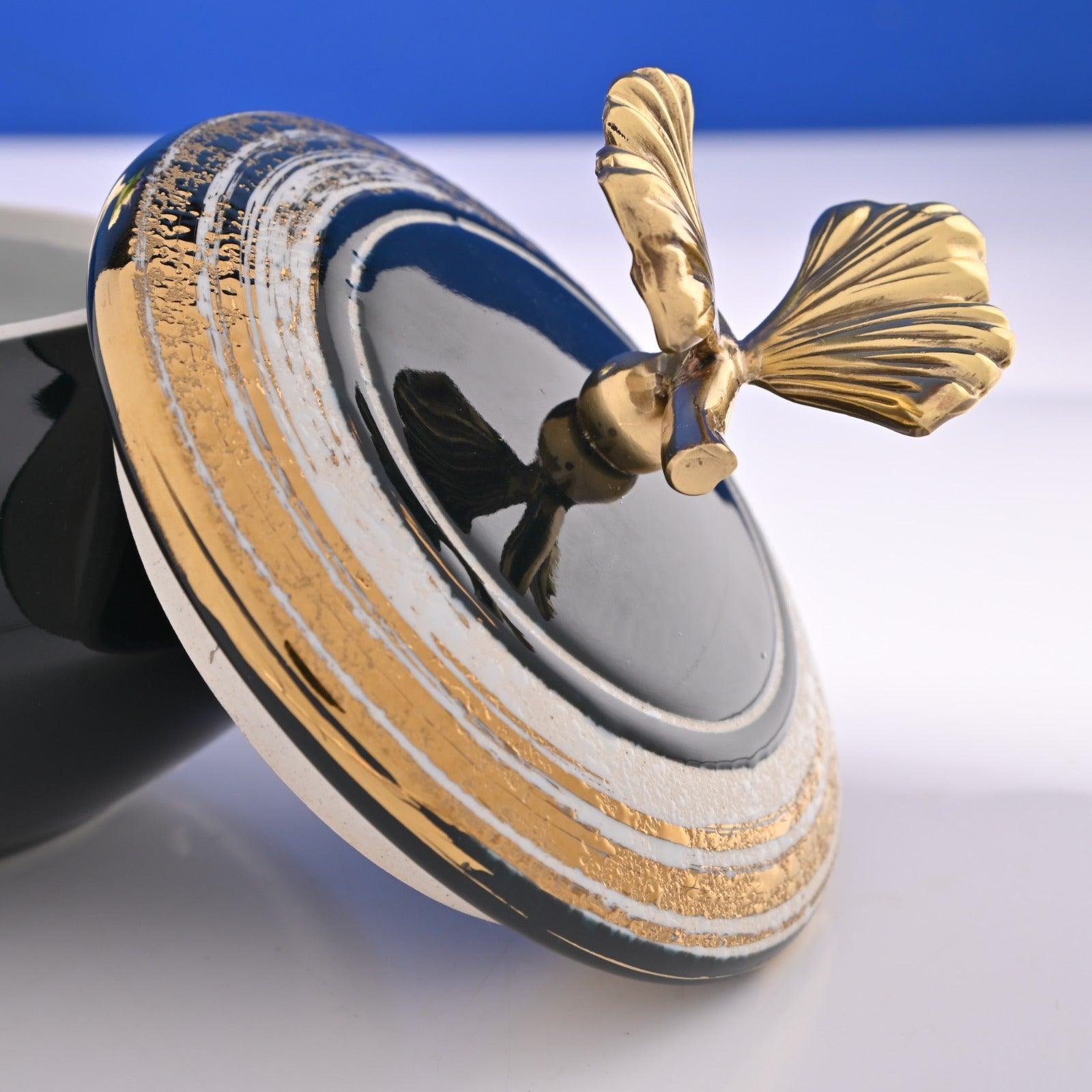 ROYAL PORCELAIN JAR WITH METAL TRIM - Smokey Cocktail