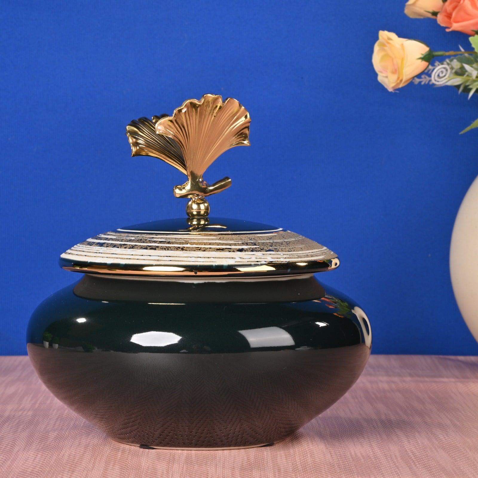 ROYAL PORCELAIN JAR WITH METAL TRIM - Smokey Cocktail