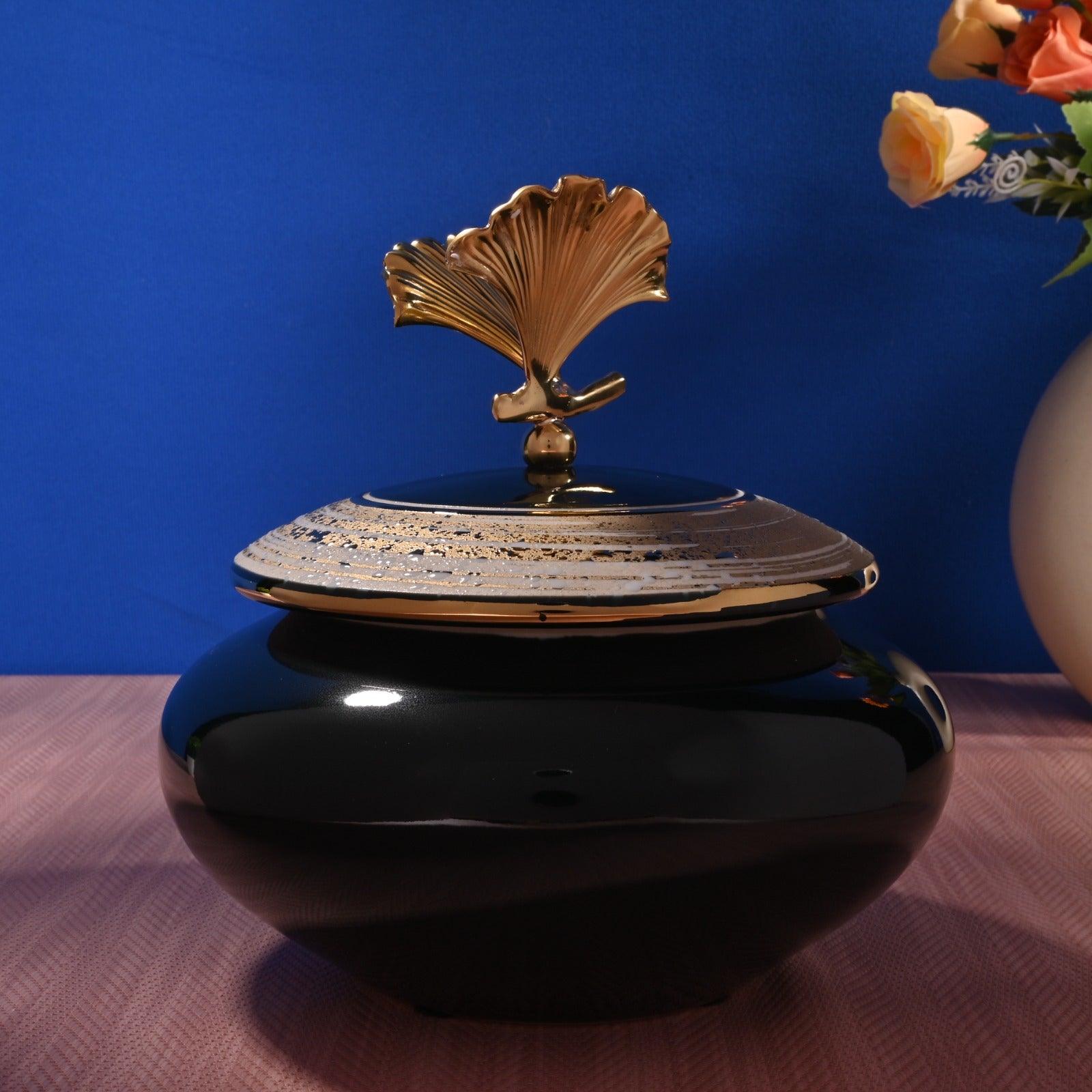 ROYAL PORCELAIN JAR WITH METAL TRIM - Smokey Cocktail