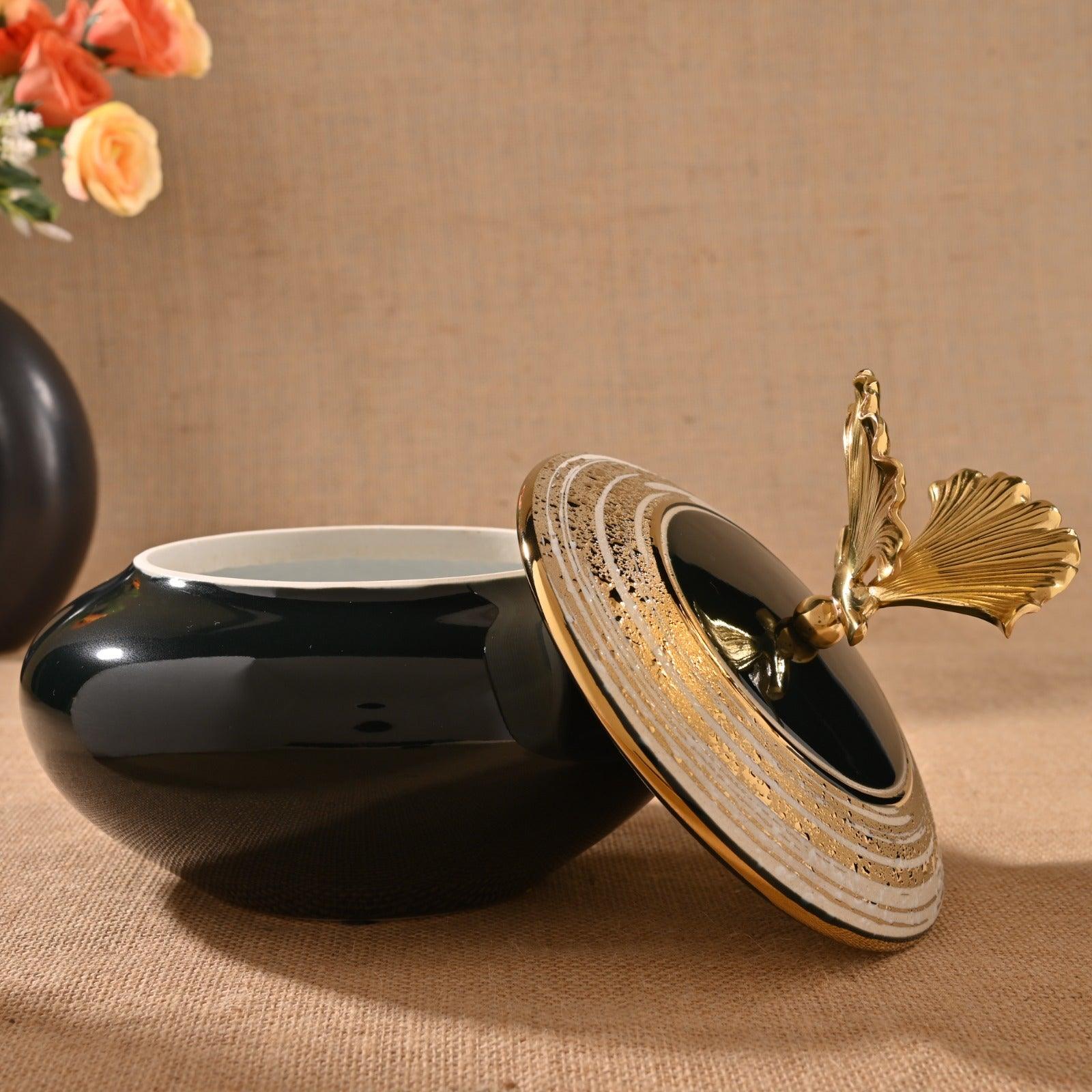 ROYAL PORCELAIN JAR WITH METAL TRIM - Smokey Cocktail