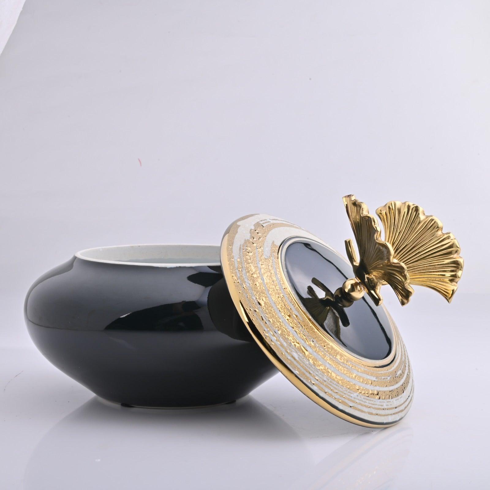 ROYAL PORCELAIN JAR WITH METAL TRIM - Smokey Cocktail