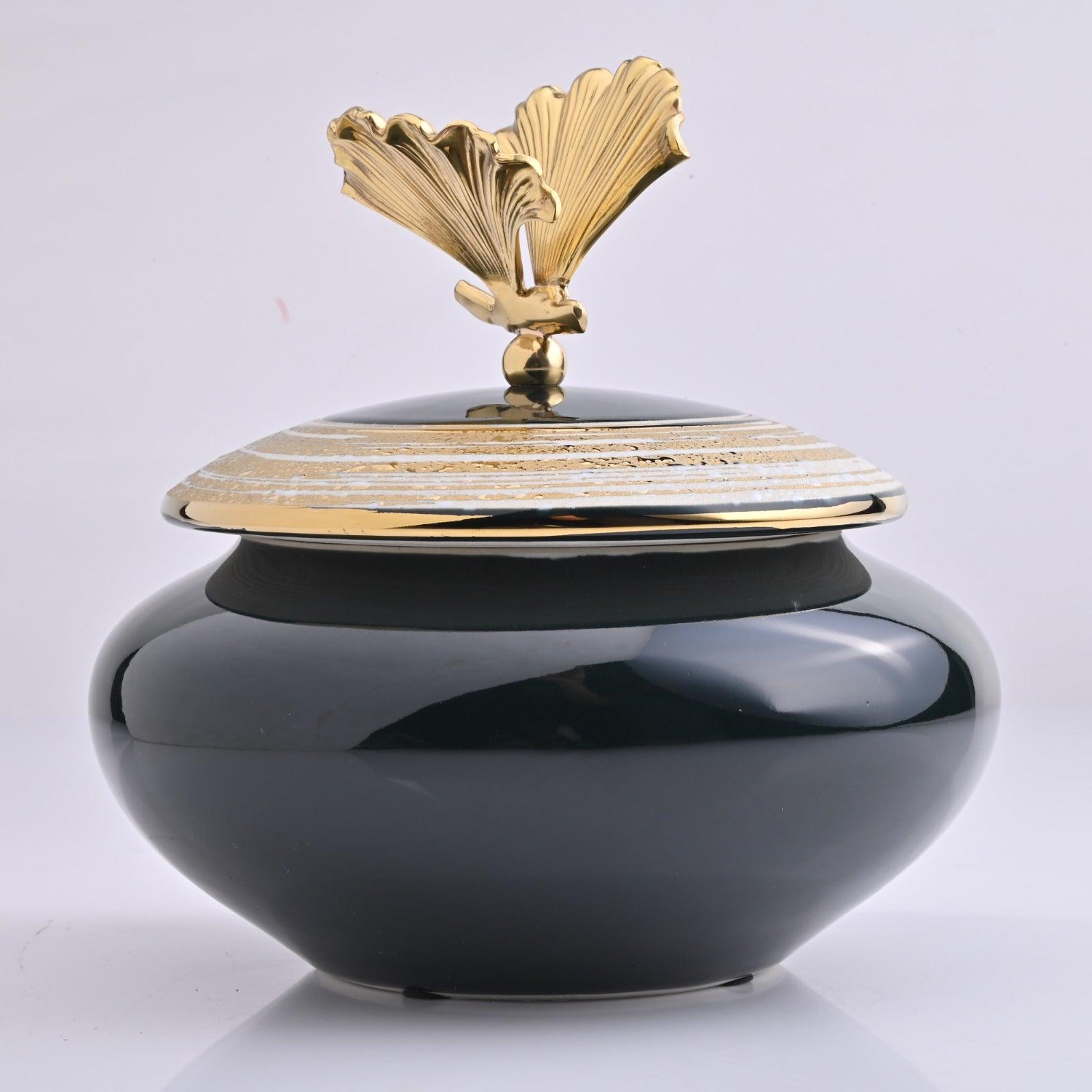 ROYAL PORCELAIN JAR WITH METAL TRIM - Smokey Cocktail
