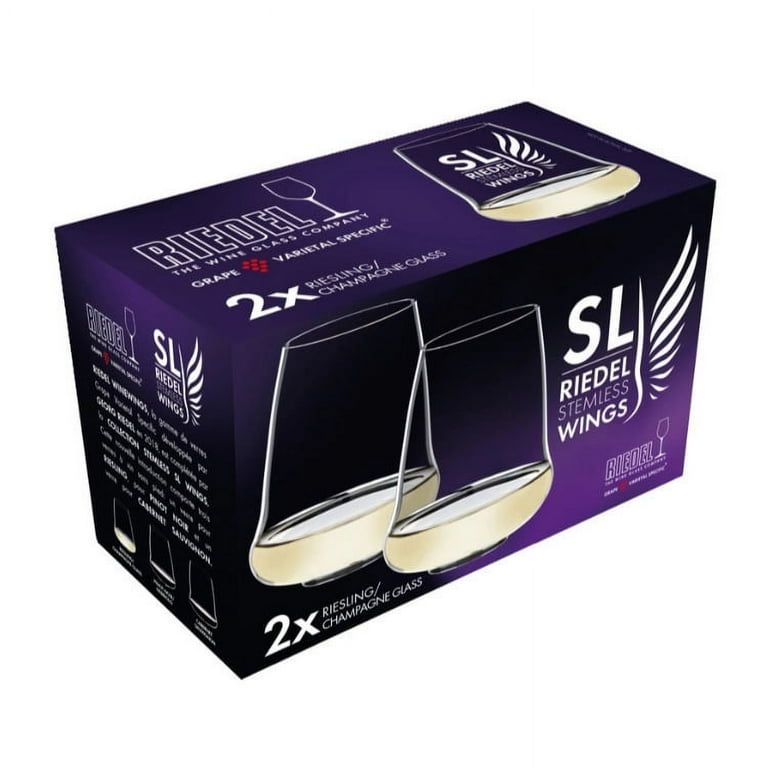 Riedel Stemless Wings Riesling/Champagne CRYSTAL GLASS - SET OF 2 - MADE IN GERMANY