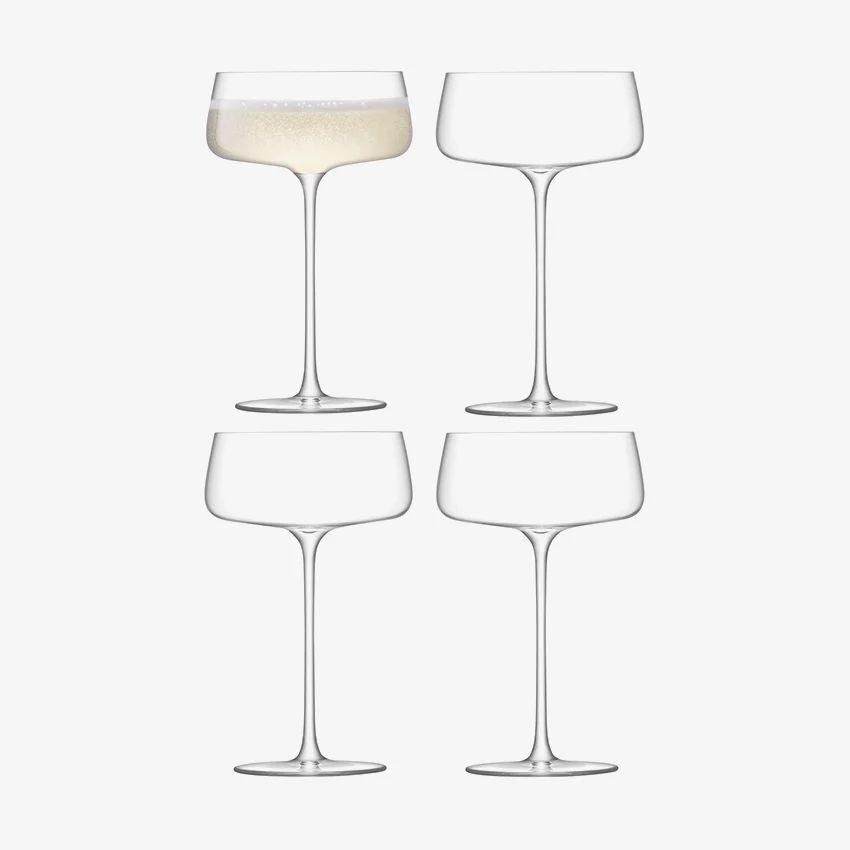 LSA - Metropolitan Champagne Saucer Crystal Glass - Set Of 4 - Made In Poland