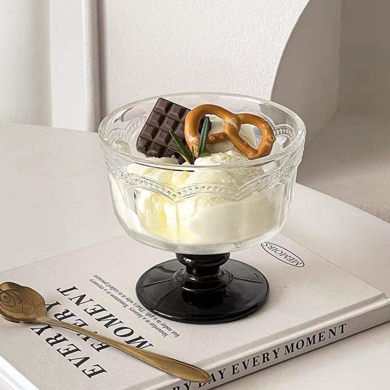 Glossy Black Stem Multi Serving Glass - Set Of 6