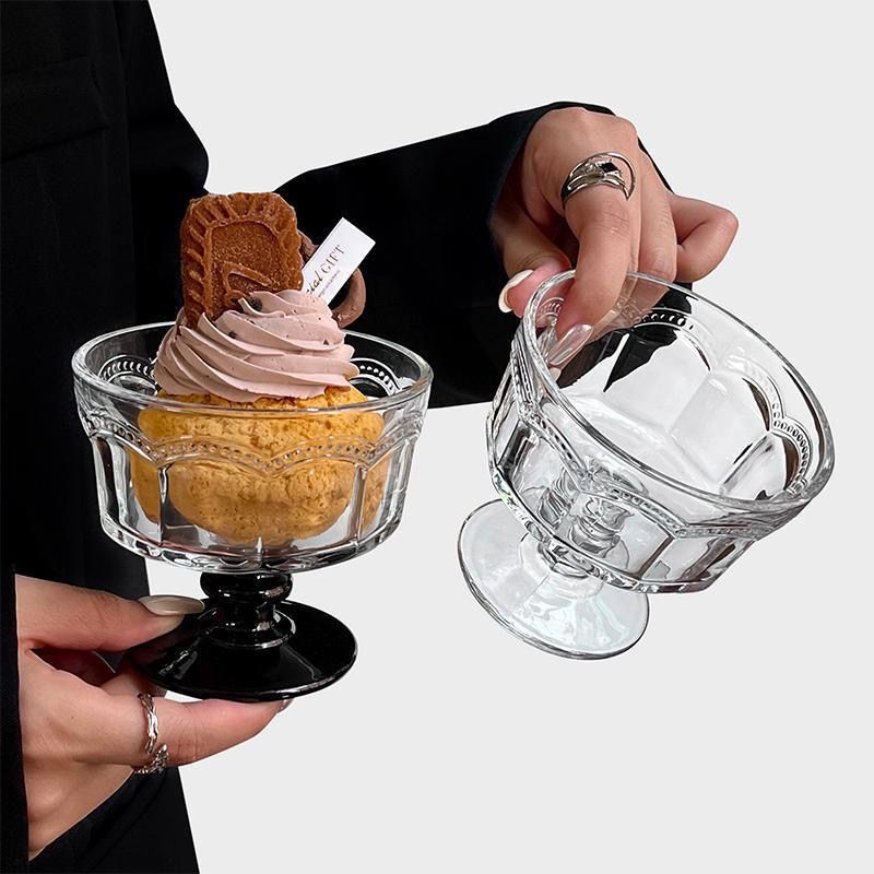 Glossy Black Stem Multi Serving Glass - Set Of 6
