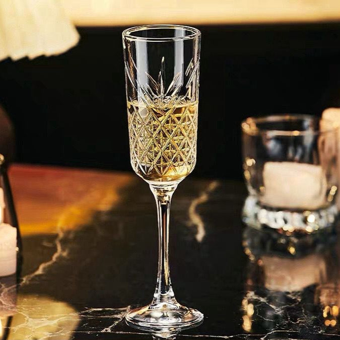 Timeless Flute Glass with Gold Rim - Set of 6