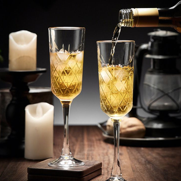 Timeless Flute Glass with Gold Rim - Set of 6