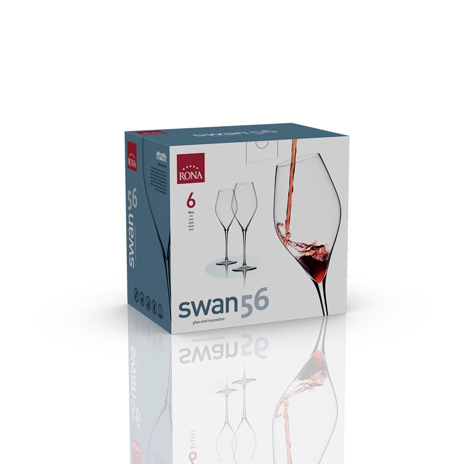 SWAN56 - Crystal Wine Glass - Set Of 6 - Made In Slovakia