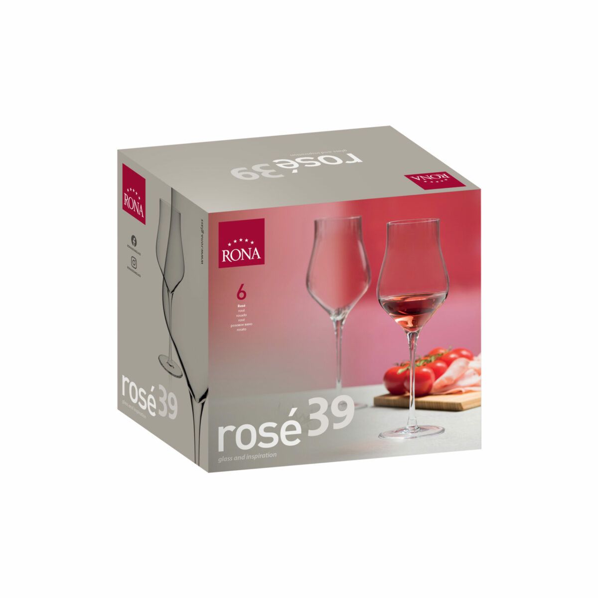 Crystal ROSE' Glass - Set Of 6 - Made In Slovakia
