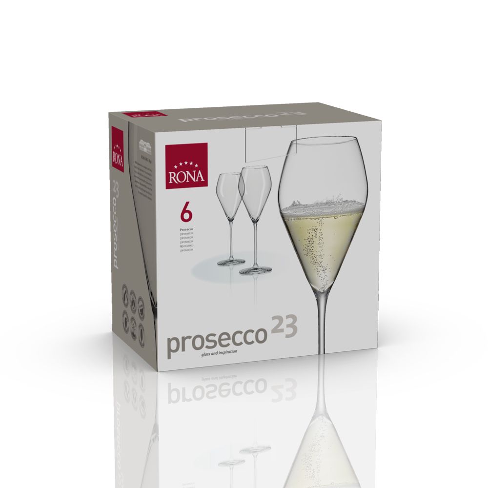 UNIVERSAL Crystal PROSECCO GLASS - Set Of 6 - Made In Slovakia