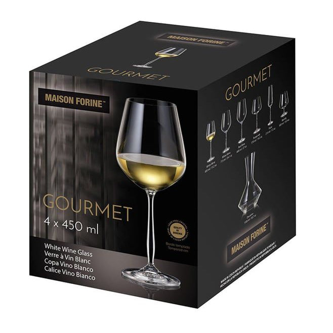 Gourmet White Wine Crystal Glass -  Set Of 4 - Made In Czech Republic