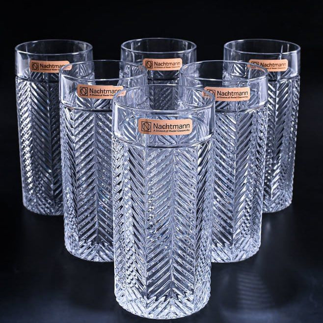 Fishbone Crystal Longdrink Glass - Set Of 6 - Made In Germany
