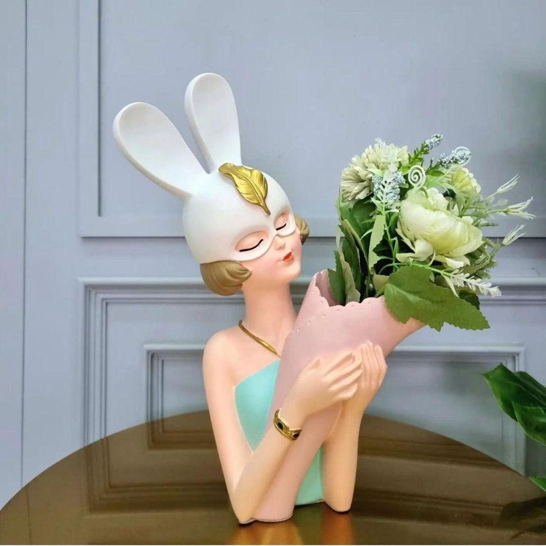 Pretty Girl Flower Holder Statue